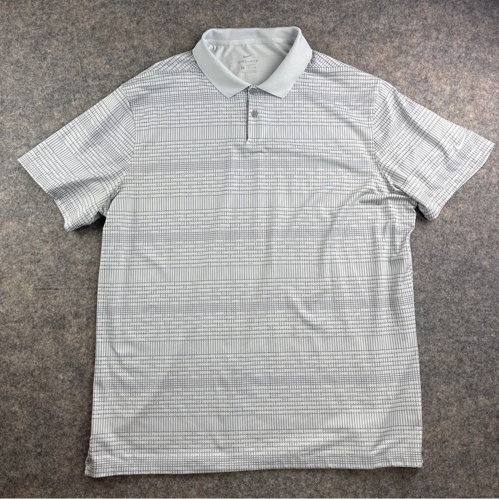 Nike Dri-Fit Standard Fit Golf Polo Mens CK7134-043 Gray Geometric Pattern Sz XL